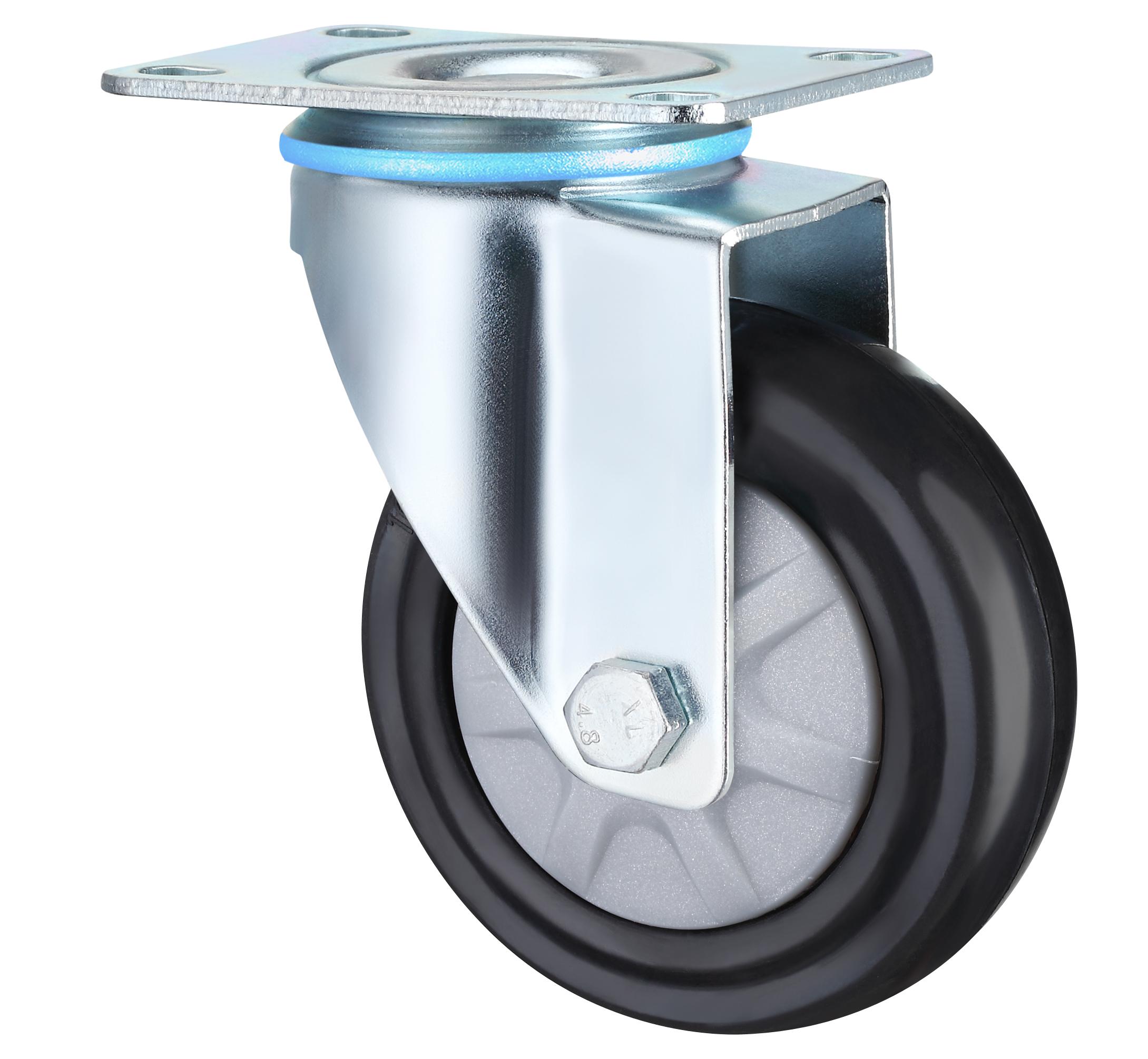Waterproof Medium Swivel Signle Bearings Elastic Ruber Wheel Hand Trolley Caster 