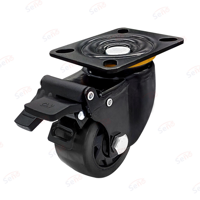 Midlle heavy duty elastic rubber plate with brake caster wheel