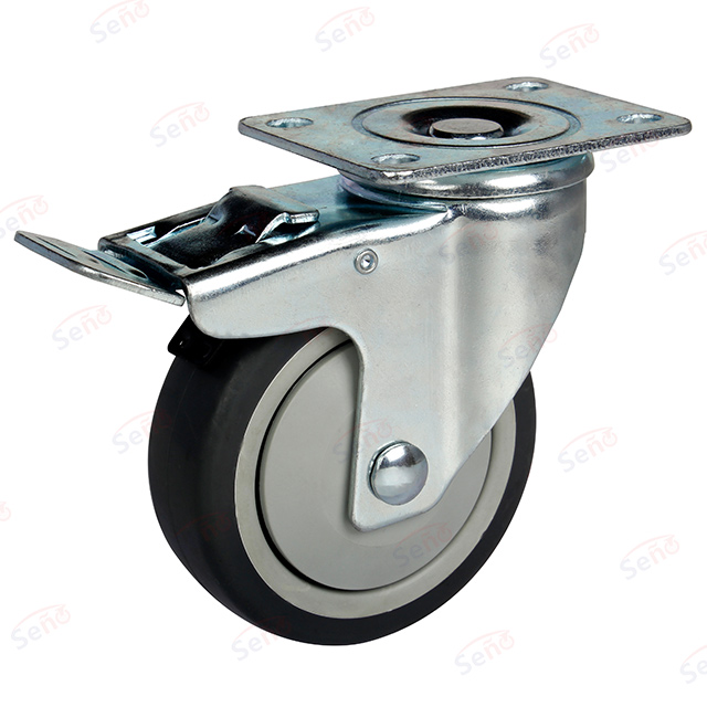 Medium Duty Signle Bearings Grey TPR Fix Zhongshan Caster Wheel