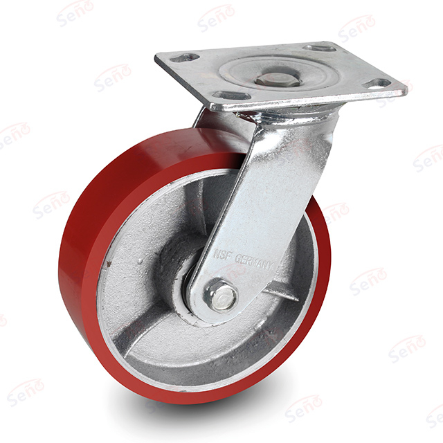 601 Heavy duty double bearings Iron+PU Swivel caster wheel