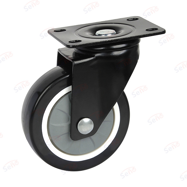 Medium Duty Signle Bearings Black PU Swivel Workshop Caster Wheel