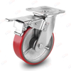 601 Heavy duty double bearings Iron+PU with brake caster wheel