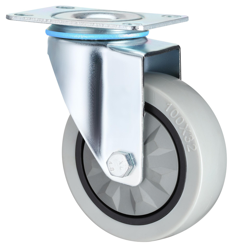 Waterproof Medium Swivel Signle Bearings Red PP with Brake Hand Trolley Caster 