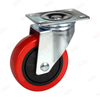 Medium signle bearings Red PU with brake hand trolley caster wheel