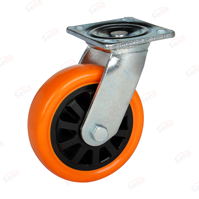 601 Heavy duty double bearings Orange PU Swivel caster wheel