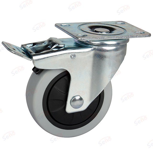 Medium duty signle bearings Grey PP Fix equipment caster wheel