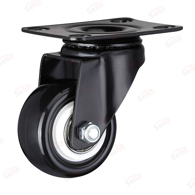 201 series light duty double bearings with Black PU Swivel caster wheel