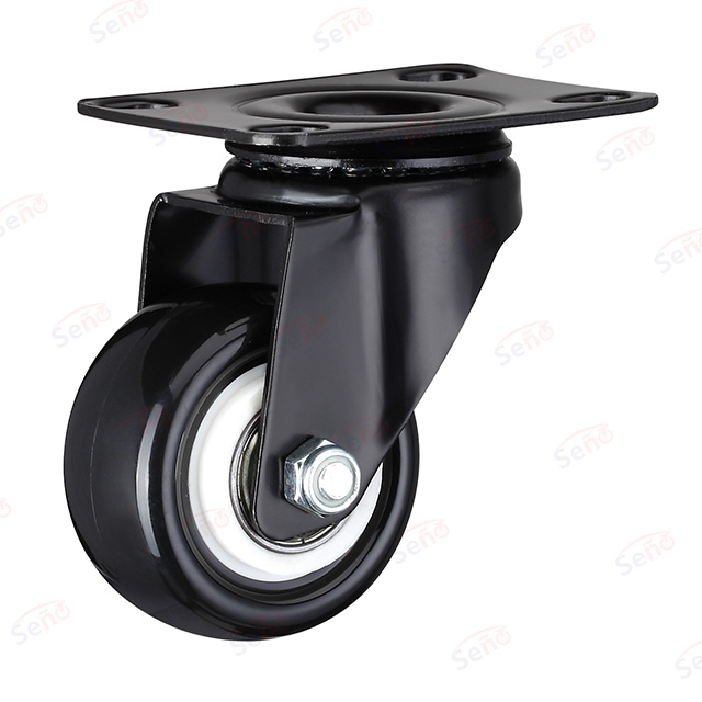 201 series light duty double bearings with Black PU with brake caster wheel