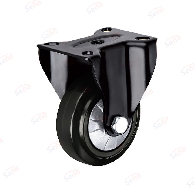 Midlle heavy duty elastic rubber plate with brake caster wheel