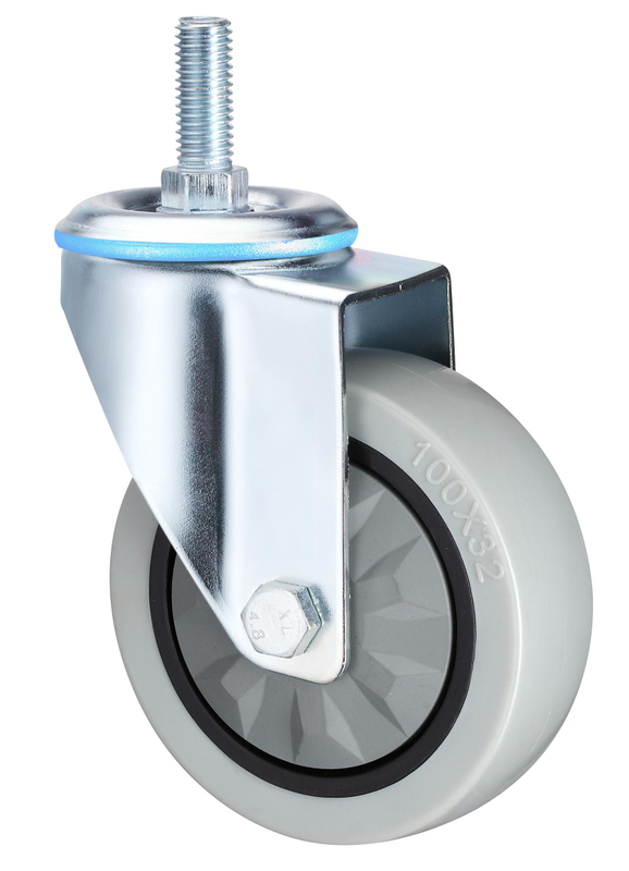Waterproof Medium Swivel Signle Bearings Red PP with Brake Hand Trolley Caster 
