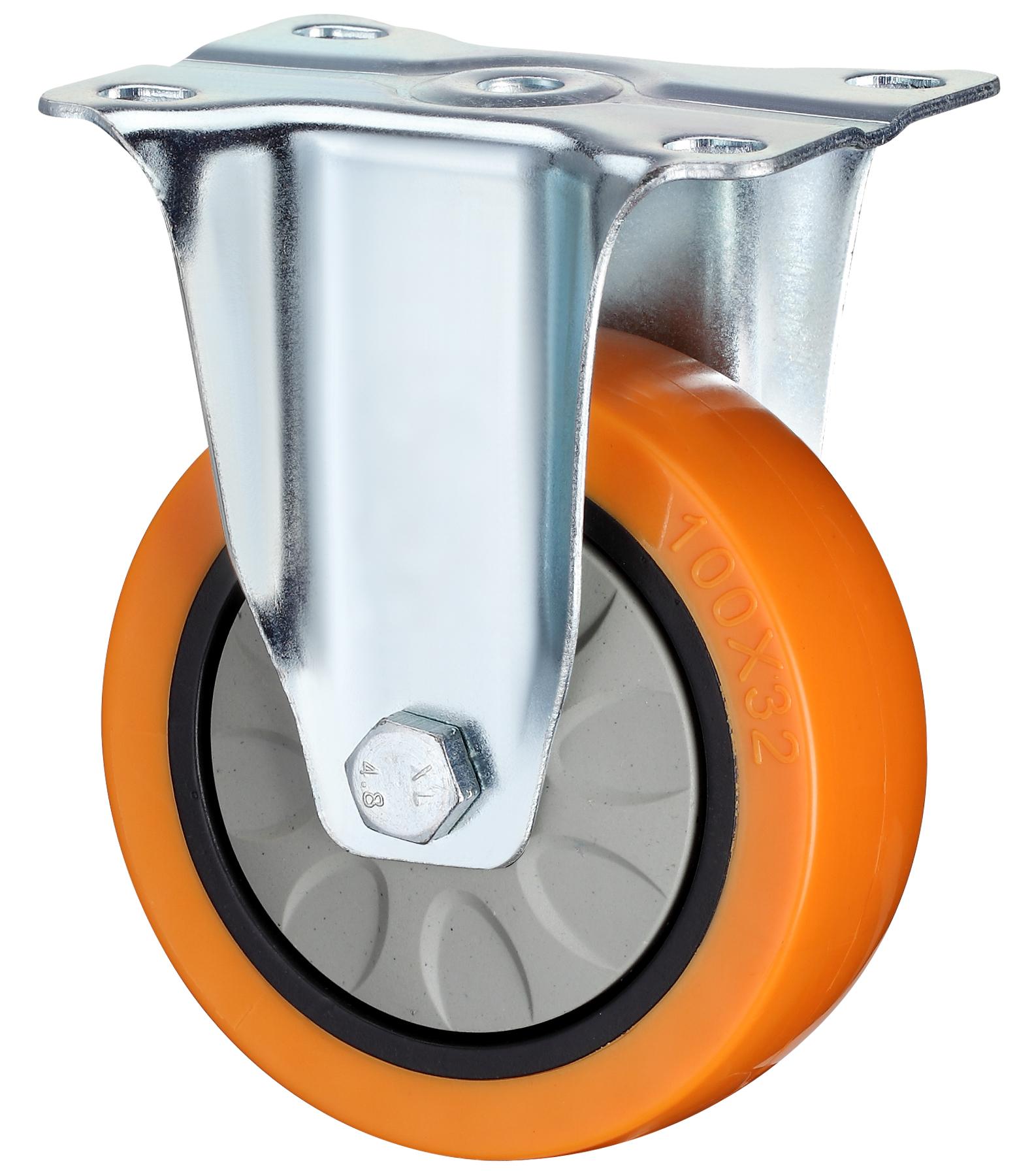 Waterproof Medium Plate Swivel Signle Bearings Red PU with Brake Hand Trolley Caster 