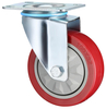 Waterproof Medium Plate Rotating Signle Bearings Red PVC with Brake Hand Trolley Caster 