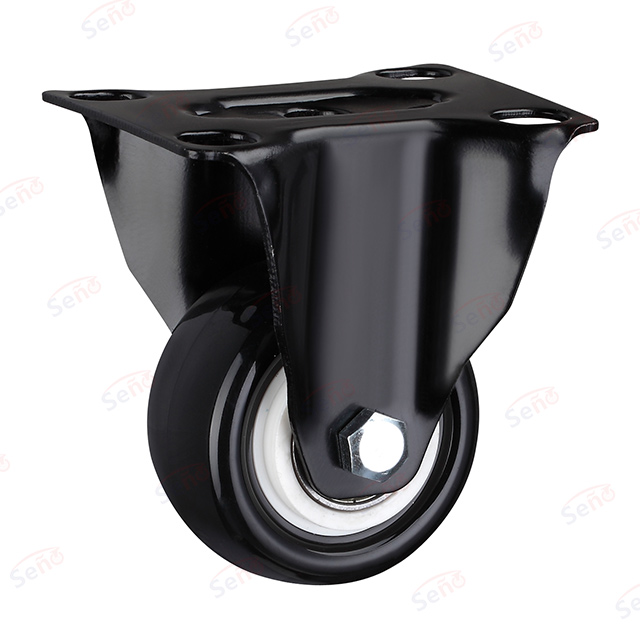 201 series light duty double bearings with Black PU with brake caster wheel