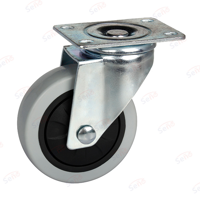  Medium duty signle bearings Grey PP swivel hand trolley caster wheel