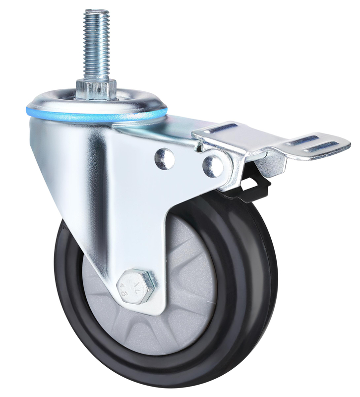 Waterproof Medium Swivel Signle Bearings Elastic Ruber Wheel Hand Trolley Caster 