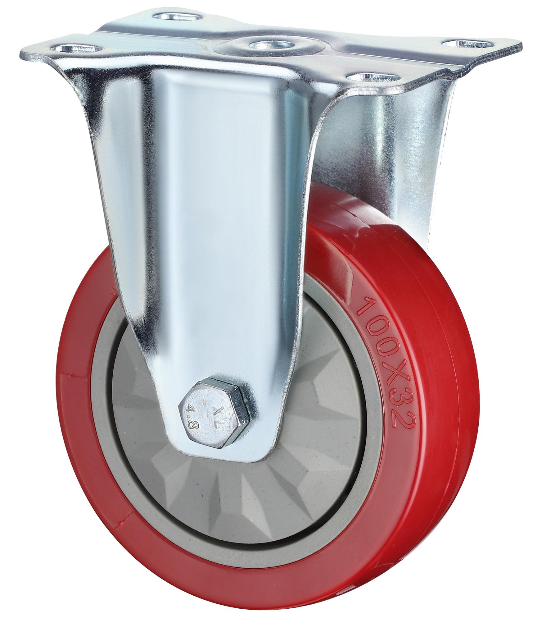 Waterproof Medium Plate Rotating Signle Bearings Red PVC with Brake Hand Trolley Caster 