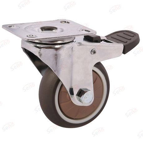 201 series light duty single bearing TPR with brake caster wheel 
